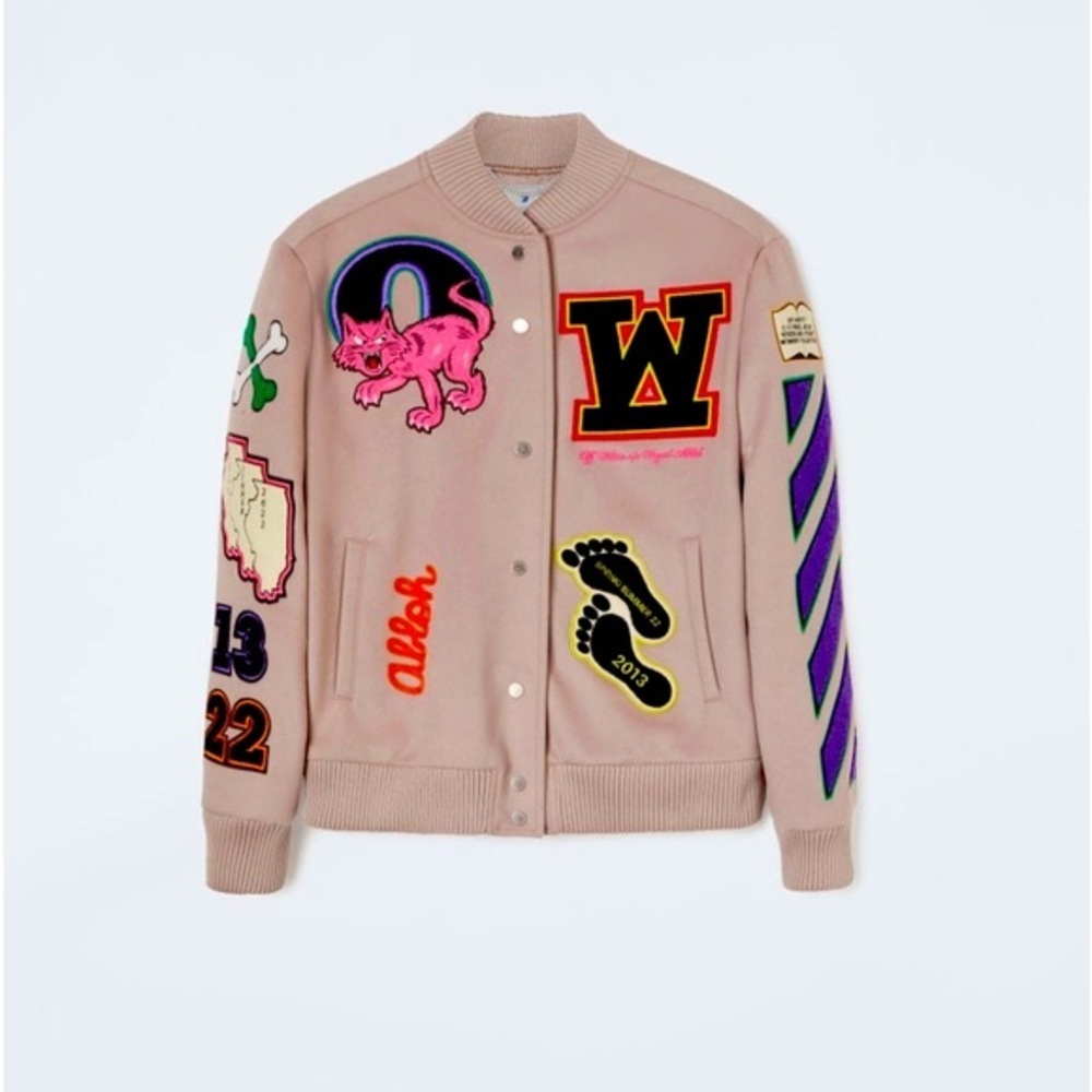 OFF WHITE Varsity Bomber Jacket with Patches